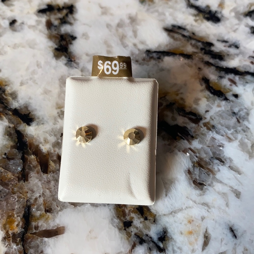 10k solid yellow gold geometric spike stud earrings